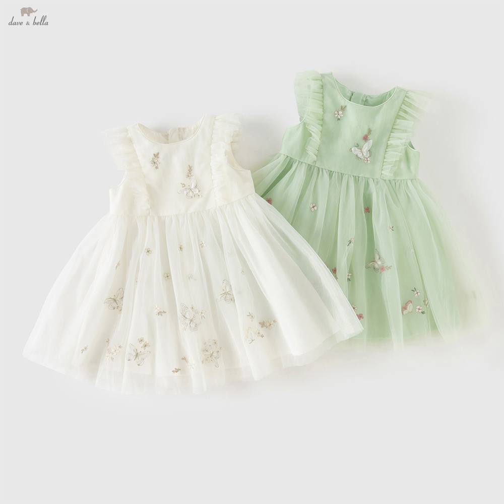 Baby Clothing Dresser - Dave Bella Borduurkant Mesh Prinsessenjurk Meisjes